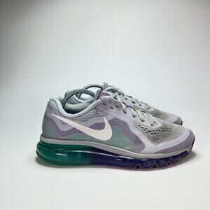 Nike Air Max 2014 Wolf Grey Purple Green Running Training Shoes Women's Size 7.5
